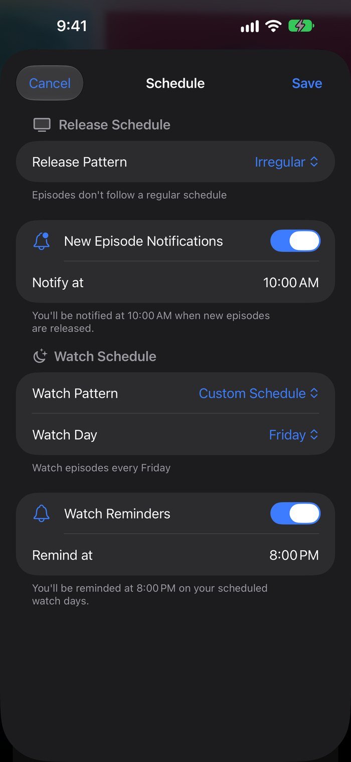 Setting the watch pattern for a series